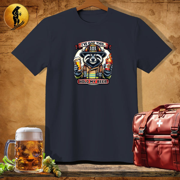 MyDesigns Physical Item Dark Heather / S Firefighter Red-Hot Raccoon T-Shirt