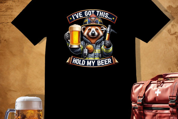Red Panda Fire Fighter T-Shirt ~ a The Bear Who Runs Toward The Fire pick