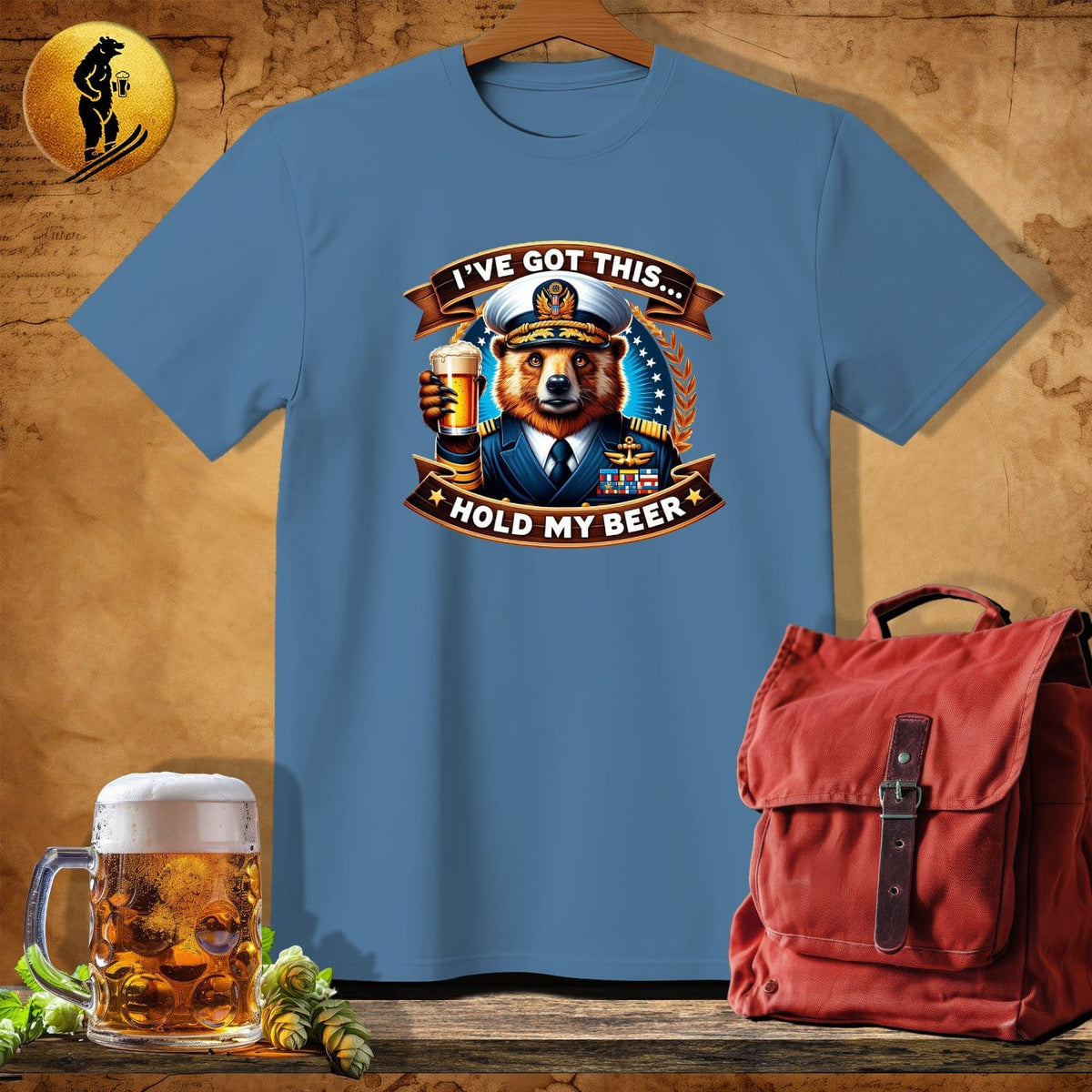 MyDesigns Physical Item Heather Indigo / S Admiral Bear T-Shirt