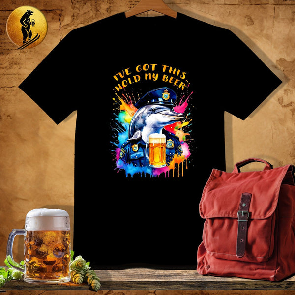 MyDesigns Physical Item Black / S Badge Dolphin T-Shirt