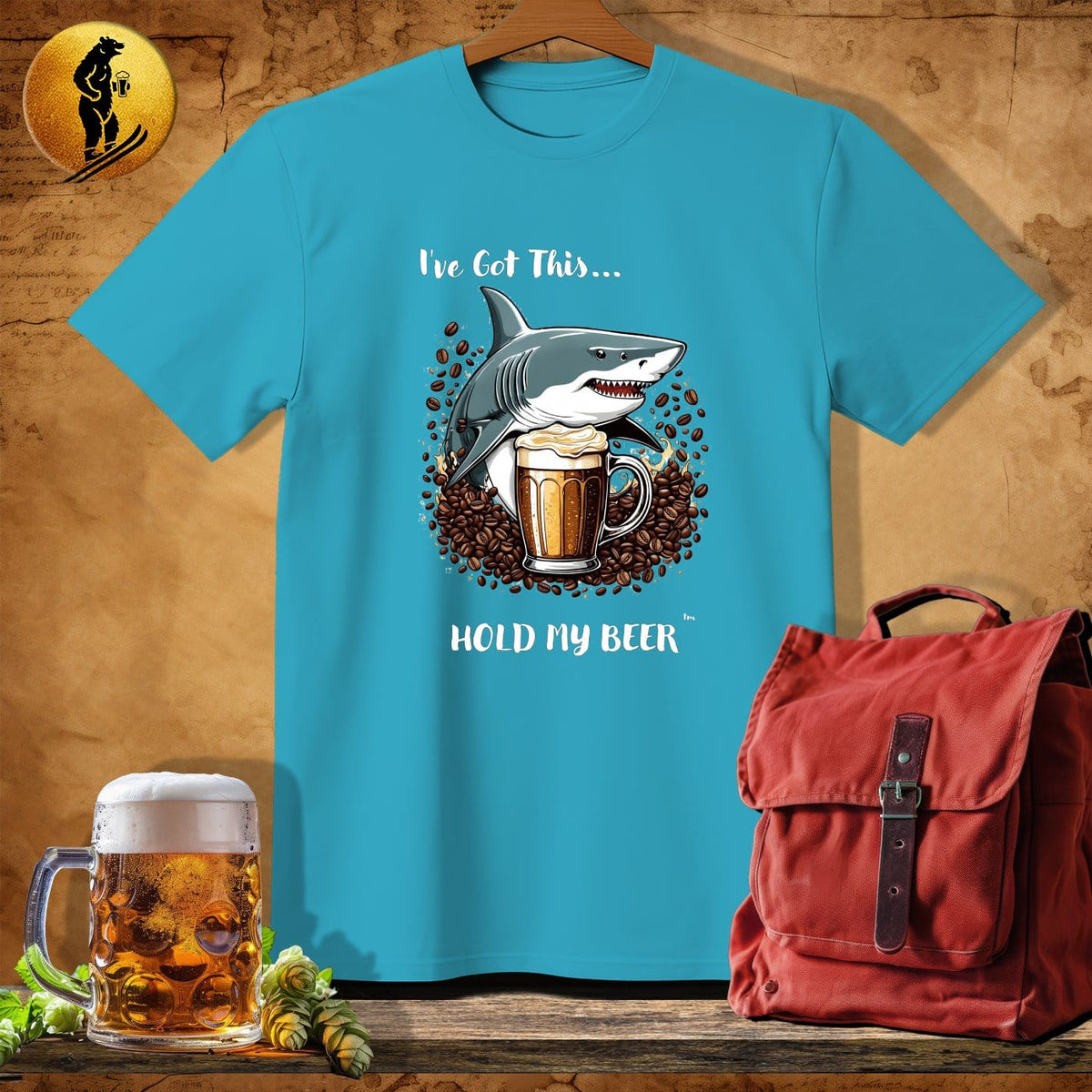 MyDesigns Physical Item Tropical Blue / S Barista Shark T-Shirt