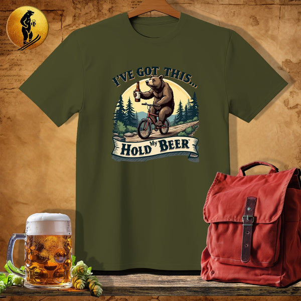 MyDesigns Physical Item Military Green / S Bearly Pedaling T-Shirt