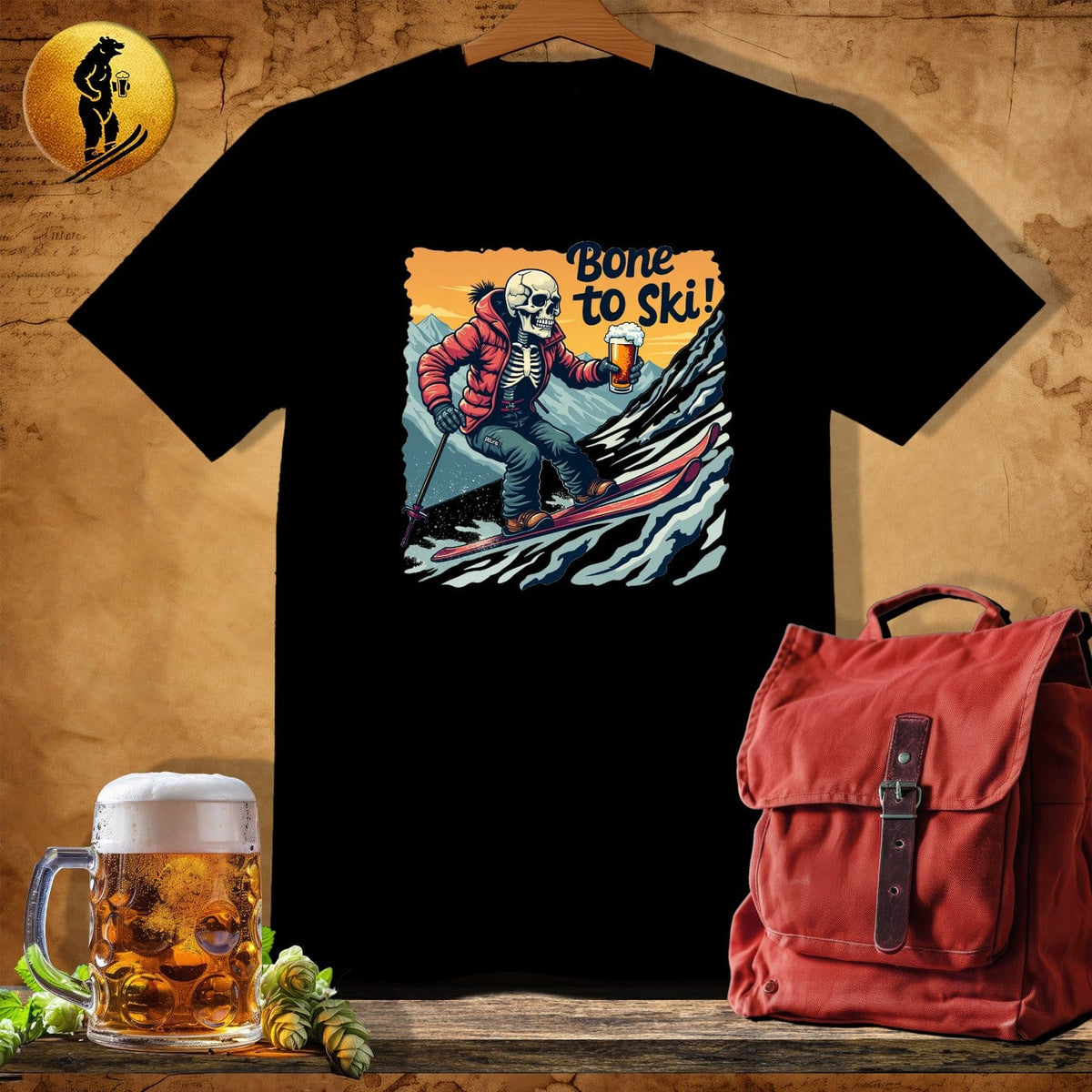 MyDesigns Physical Item Black / S Bone to Ski T-Shirt