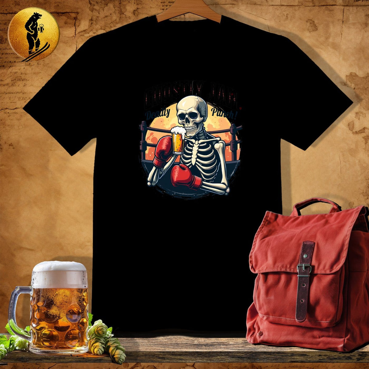 MyDesigns Physical Item Black / S Boxing Skeleton T-Shirt