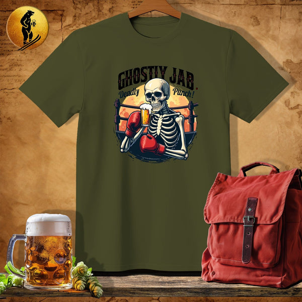 MyDesigns Physical Item Military Green / S Boxing Skeleton T-Shirt