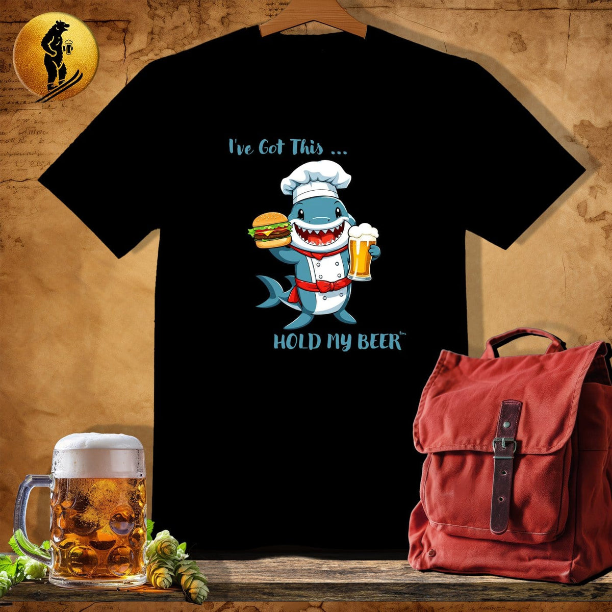 MyDesigns Physical Item Black / S Burger Shark T-Shirt
