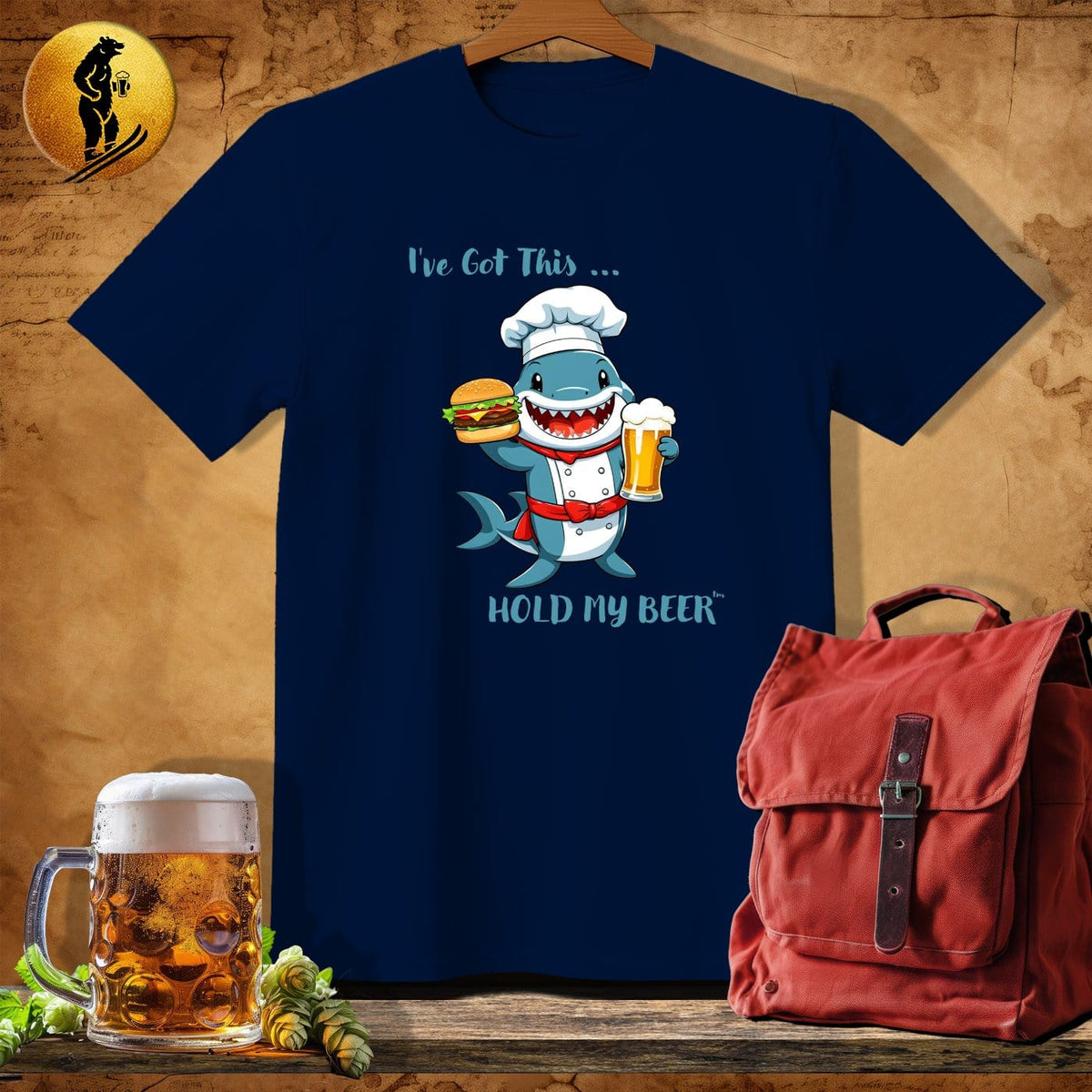 MyDesigns Physical Item Navy / S Burger Shark T-Shirt
