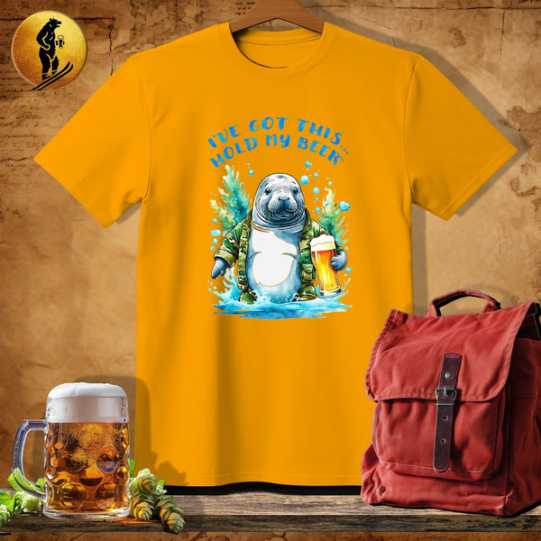 MyDesigns Physical Item Gold / S Camo Manatee T-Shirt