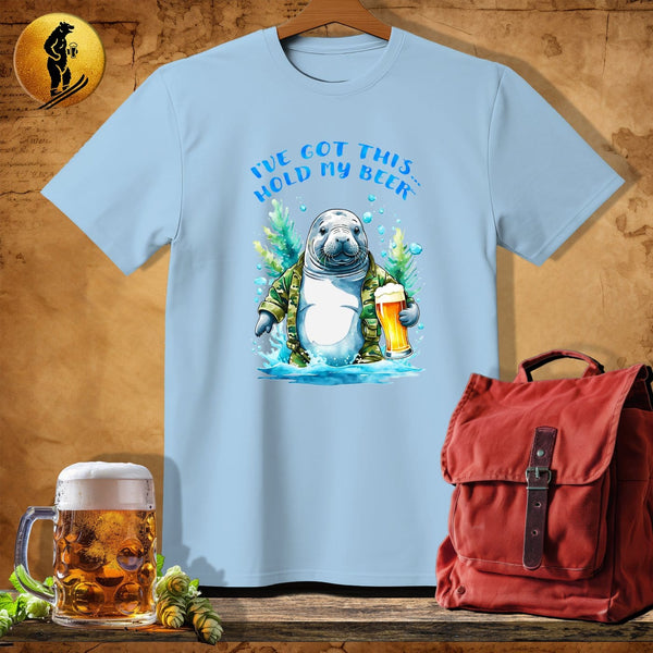 MyDesigns Physical Item Light Blue / S Camo Manatee T-Shirt