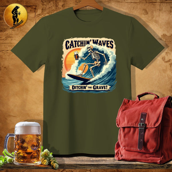 MyDesigns Physical Item Military Green / S Catchin' Waves T-Shirt