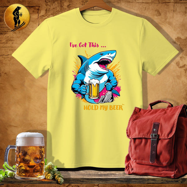 MyDesigns Physical Item Cornsilk / S Climbing Shark T-Shirt