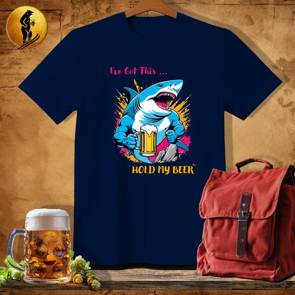 MyDesigns Physical Item Navy / S Climbing Shark T-Shirt