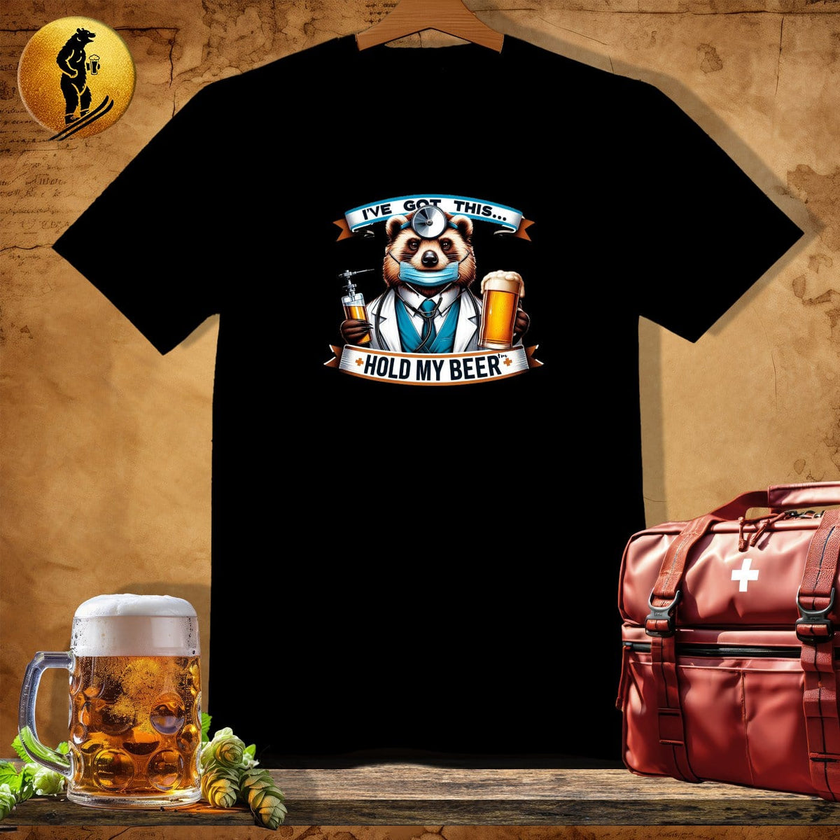 MyDesigns Physical Item Black / S Doctor Bear Bob T-Shirt