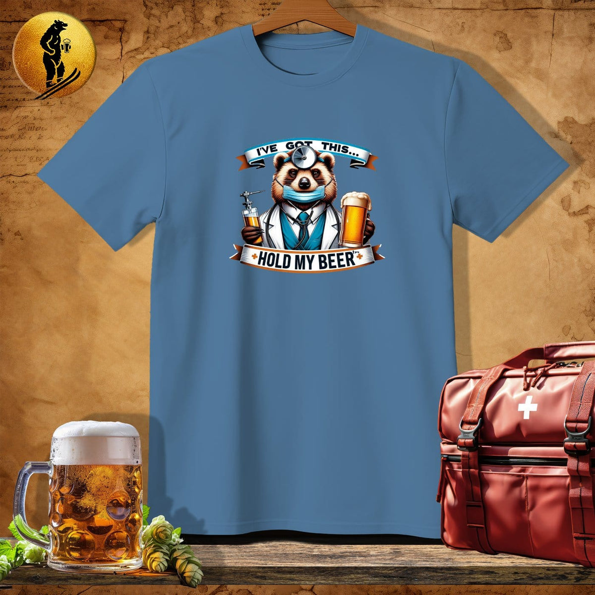 MyDesigns Physical Item Heather Indigo / S Doctor Bear Bob T-Shirt
