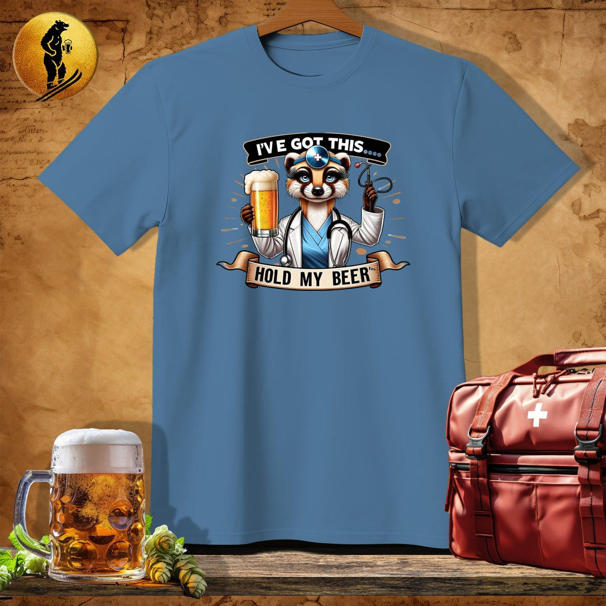 MyDesigns Physical Item Heather Indigo / S Doctor Riley Raccoon T-Shirt