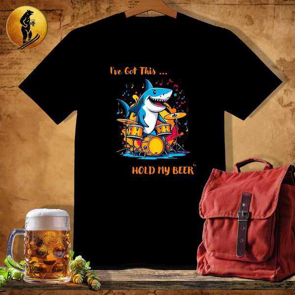 MyDesigns Physical Item Black / S Drum Shark T-Shirt