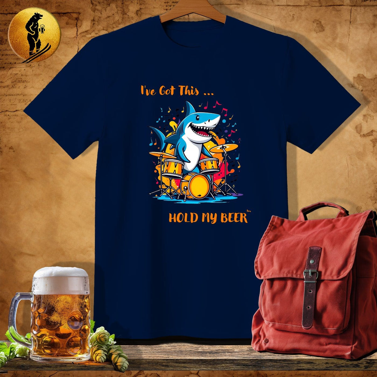 MyDesigns Physical Item Navy / S Drum Shark T-Shirt