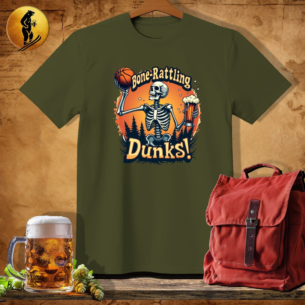 MyDesigns Physical Item Military Green / S Dunks Skeleton T-Shirt