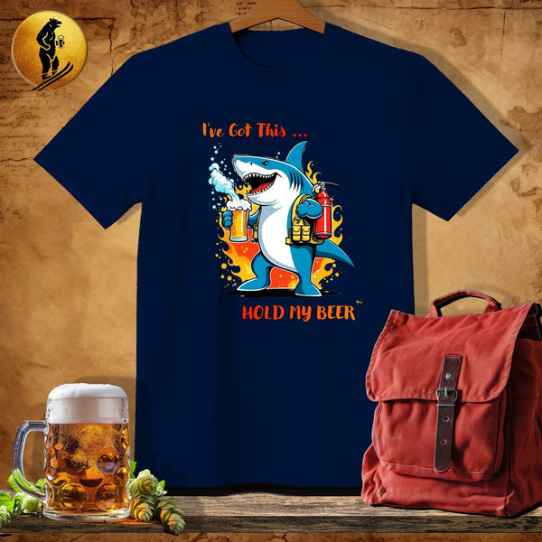 MyDesigns Physical Item Navy / S Fire Shark T-Shirt