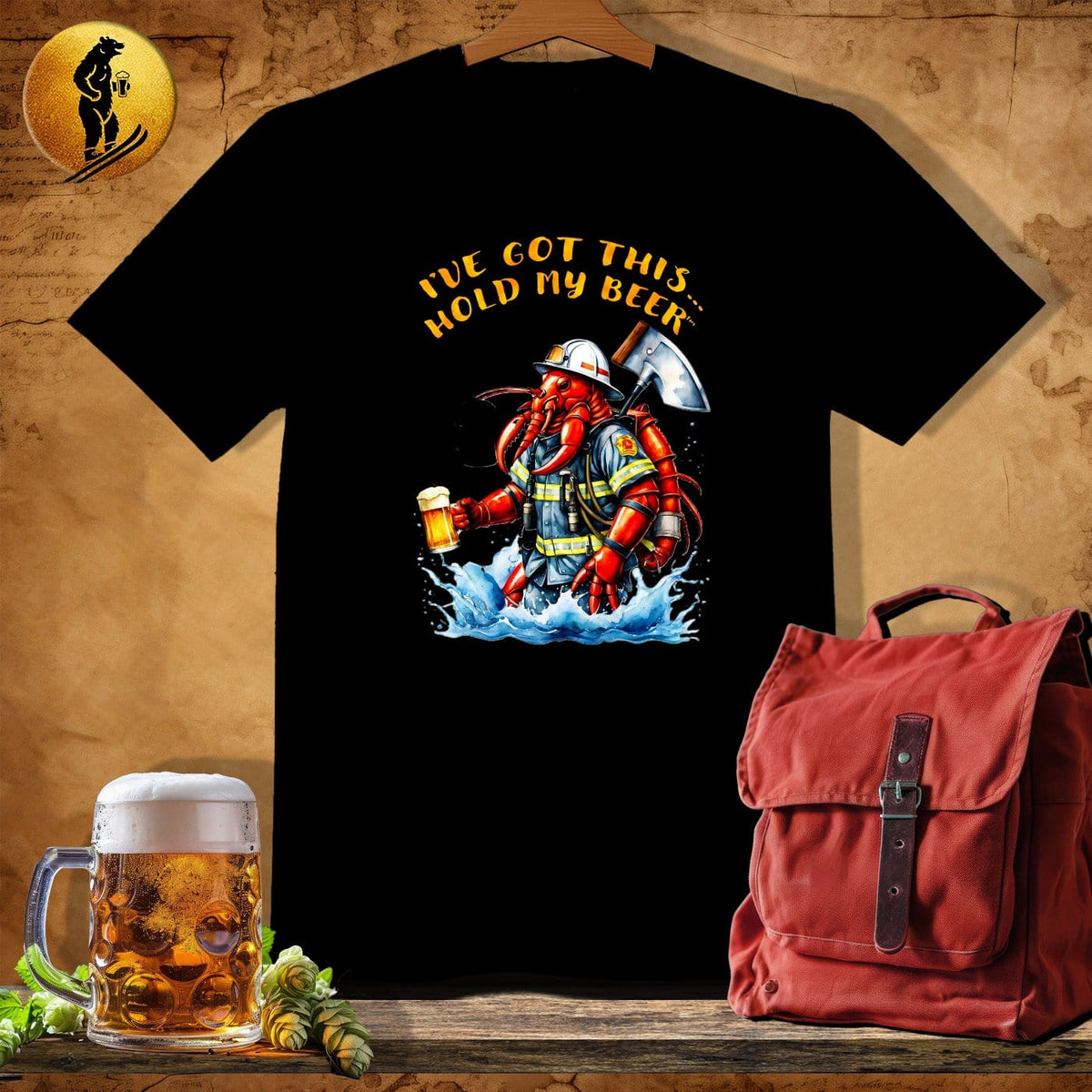 MyDesigns Physical Item Black / S Firefighter Lobster T-Shirt