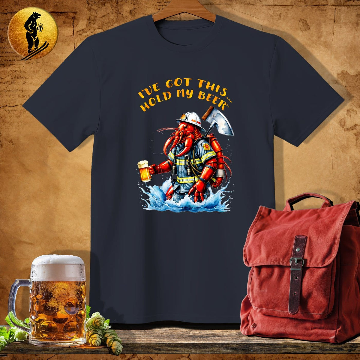 MyDesigns Physical Item Dark Heather / S Firefighter Lobster T-Shirt