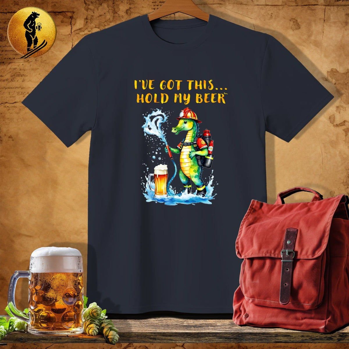 MyDesigns Physical Item Dark Heather / S Firefighter Seahorse T-Shirt