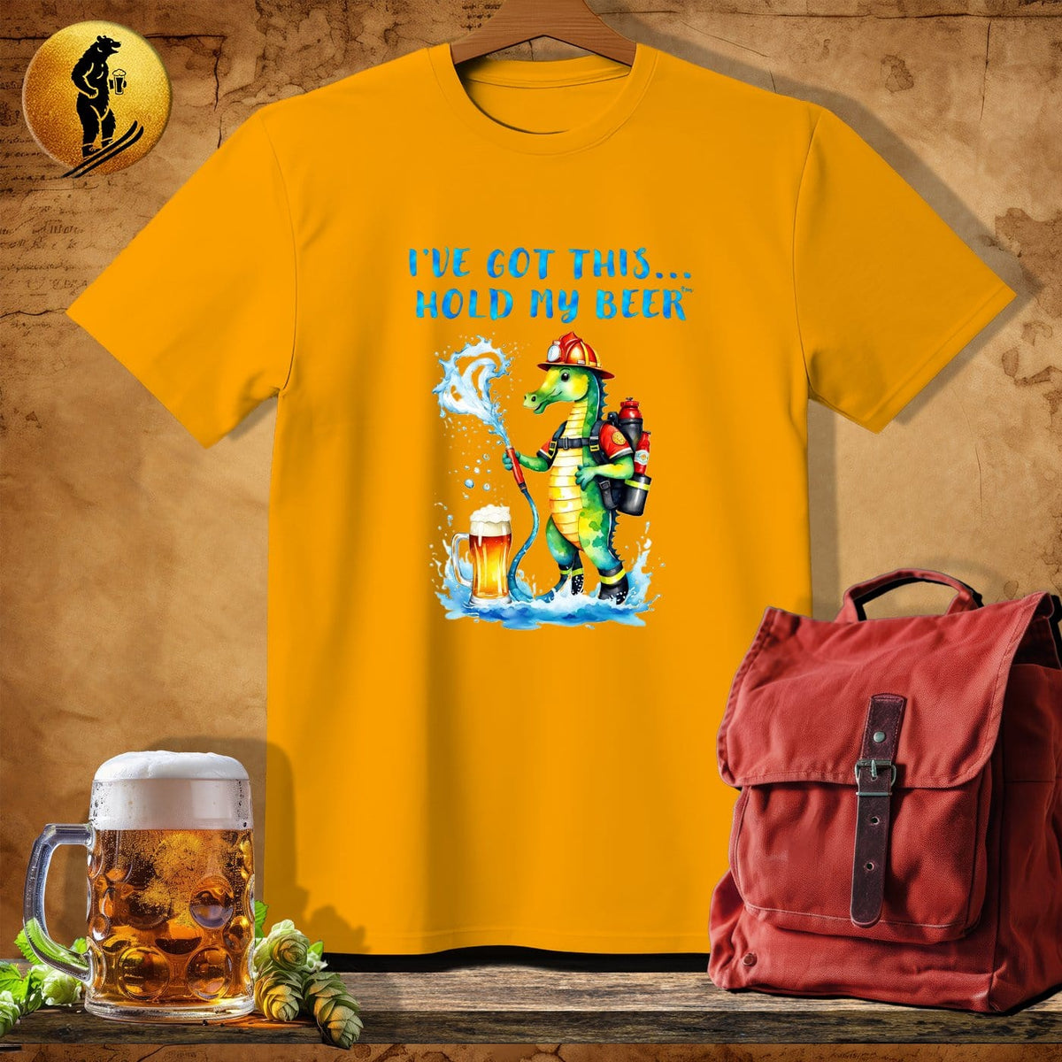MyDesigns Physical Item Gold / S Firefighter Seahorse T-Shirt