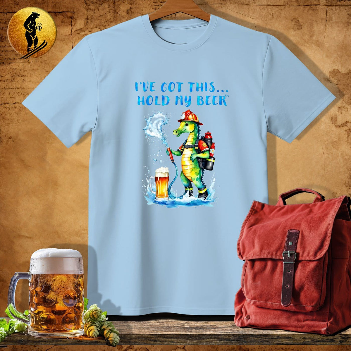MyDesigns Physical Item Light Blue / S Firefighter Seahorse T-Shirt