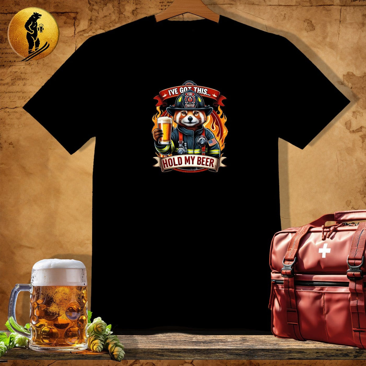 MyDesigns Physical Item Black / S Firefighting Blue Badger T-Shirt