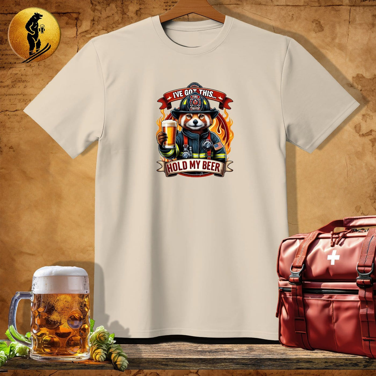 MyDesigns Physical Item Sand / S Firefighting Blue Badger T-Shirt