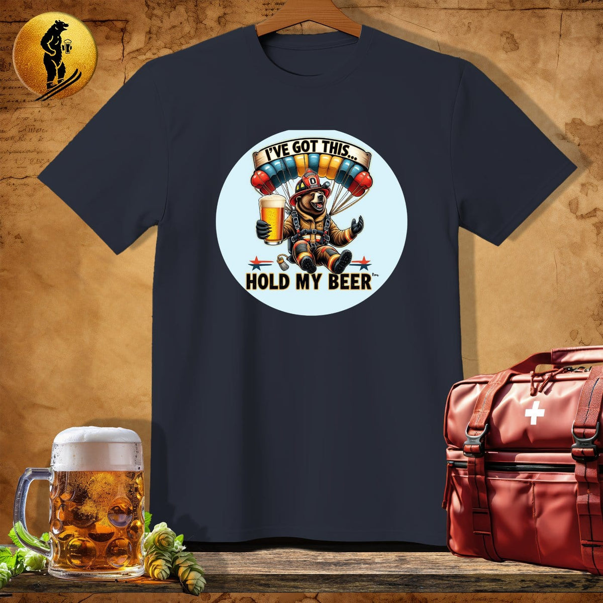 MyDesigns Physical Item Dark Heather / S HotShot Raptor Bear T-Shirt