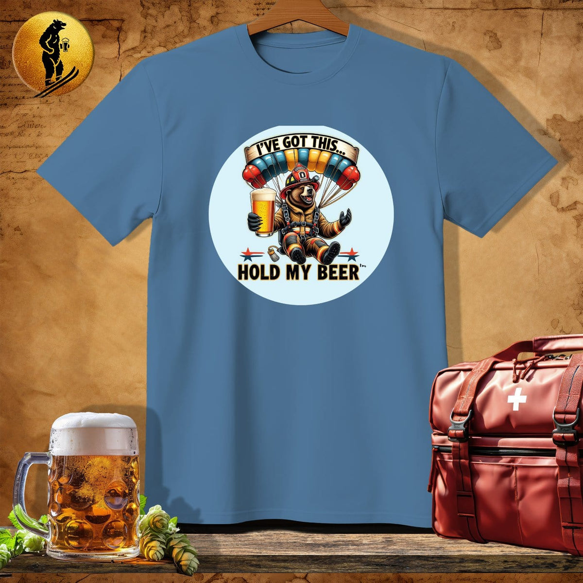MyDesigns Physical Item Heather Indigo / S HotShot Raptor Bear T-Shirt