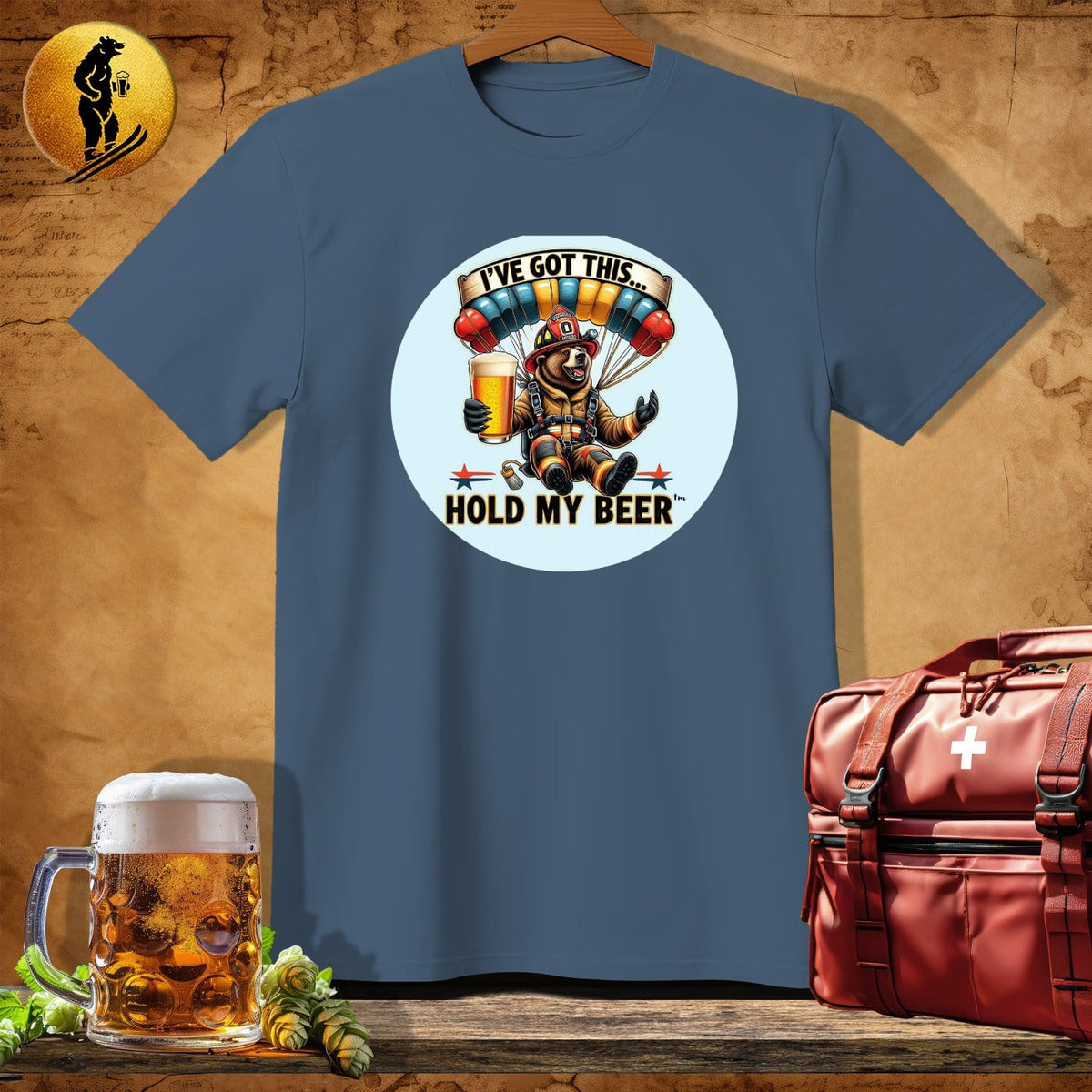 MyDesigns Physical Item Navy Heather / S HotShot Raptor Bear T-Shirt