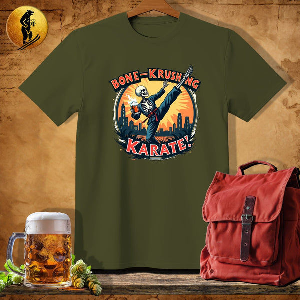 MyDesigns Physical Item Military Green / S Karate Skeleton T-Shirt