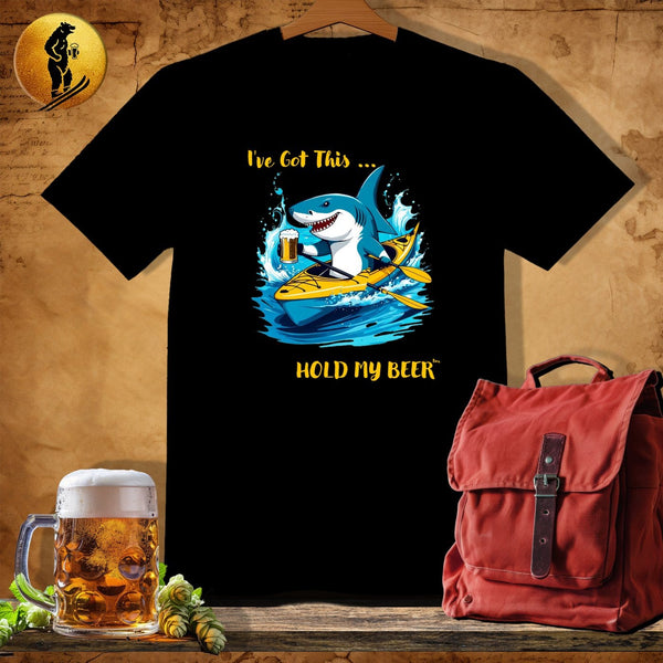 MyDesigns Physical Item Black / S Kayak Shark T-Shirt