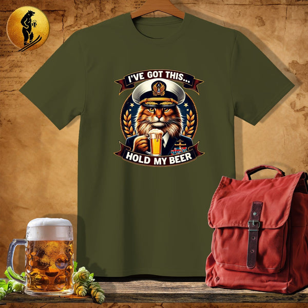 MyDesigns Physical Item Military Green / S Navy Cat T-Shirt