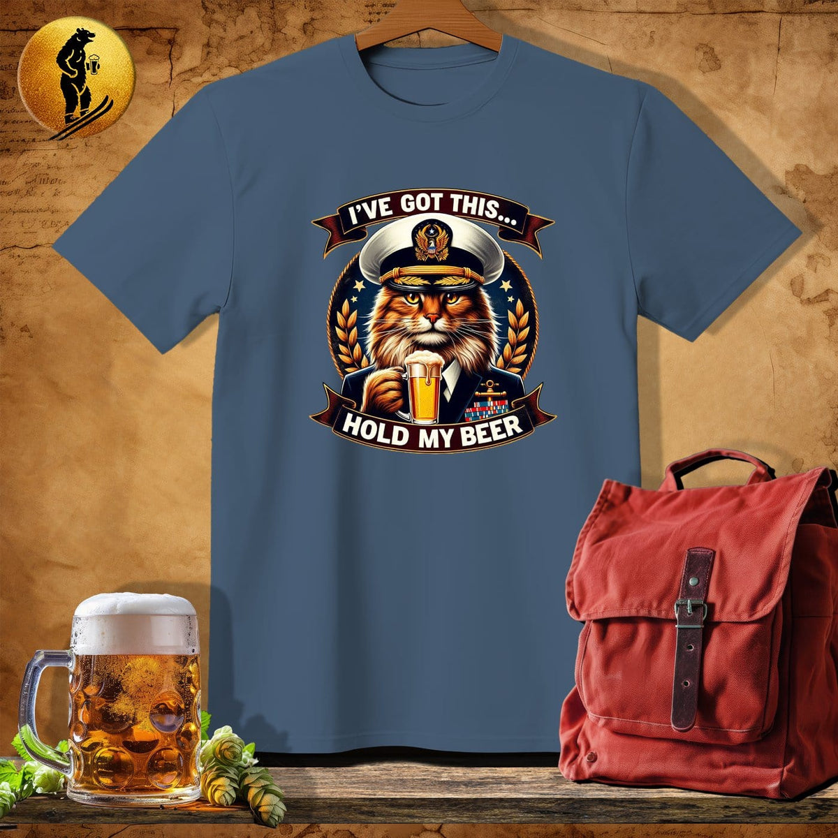 MyDesigns Physical Item Navy Heather / S Navy Cat T-Shirt