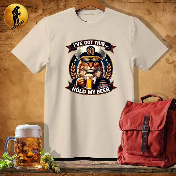 MyDesigns Physical Item Sand / S Navy Cat T-Shirt