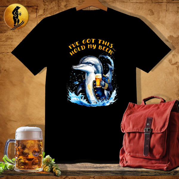 MyDesigns Physical Item Black / S Navy Dolphin T-Shirt