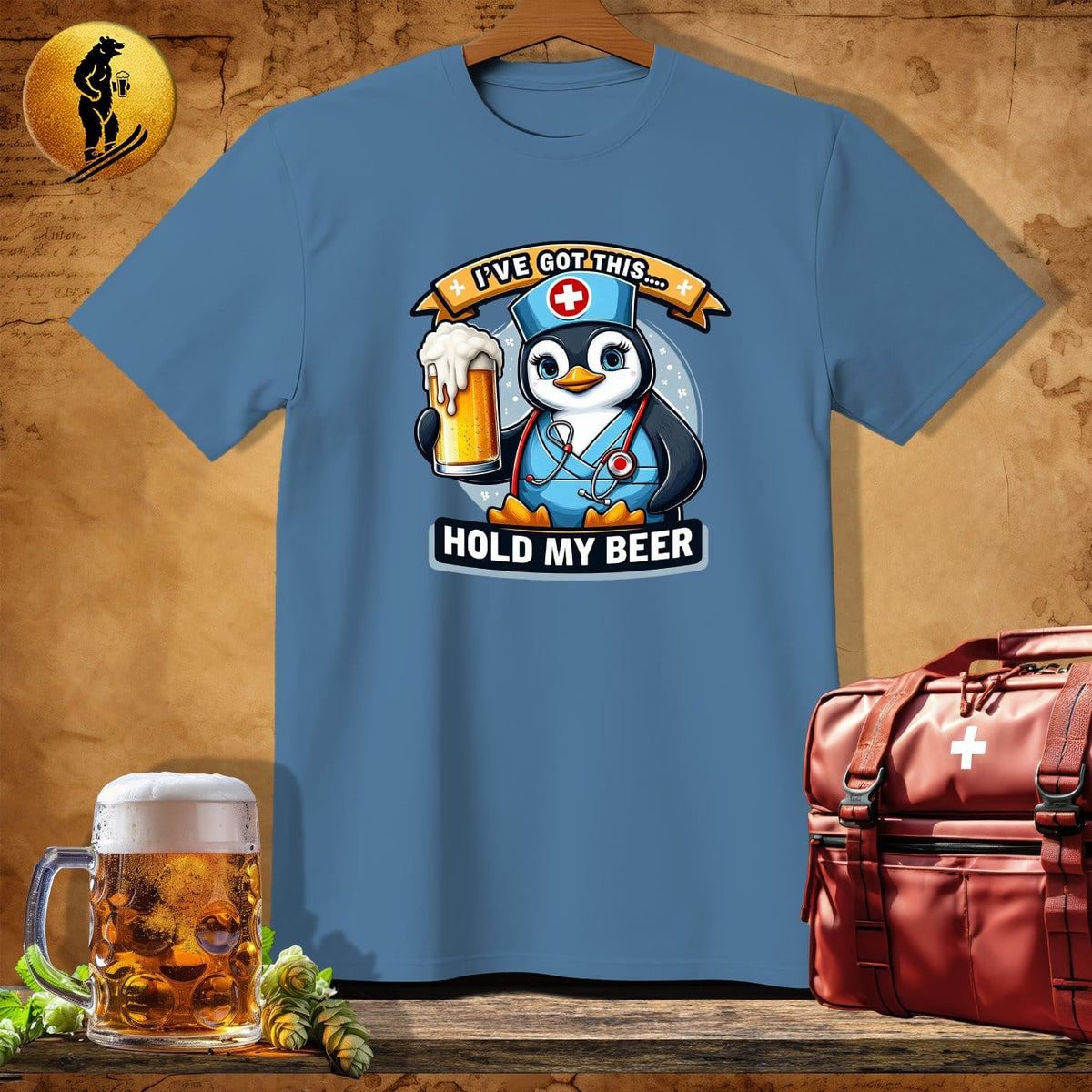 MyDesigns Physical Item Heather Indigo / S Penguin Nurse T-Shirt