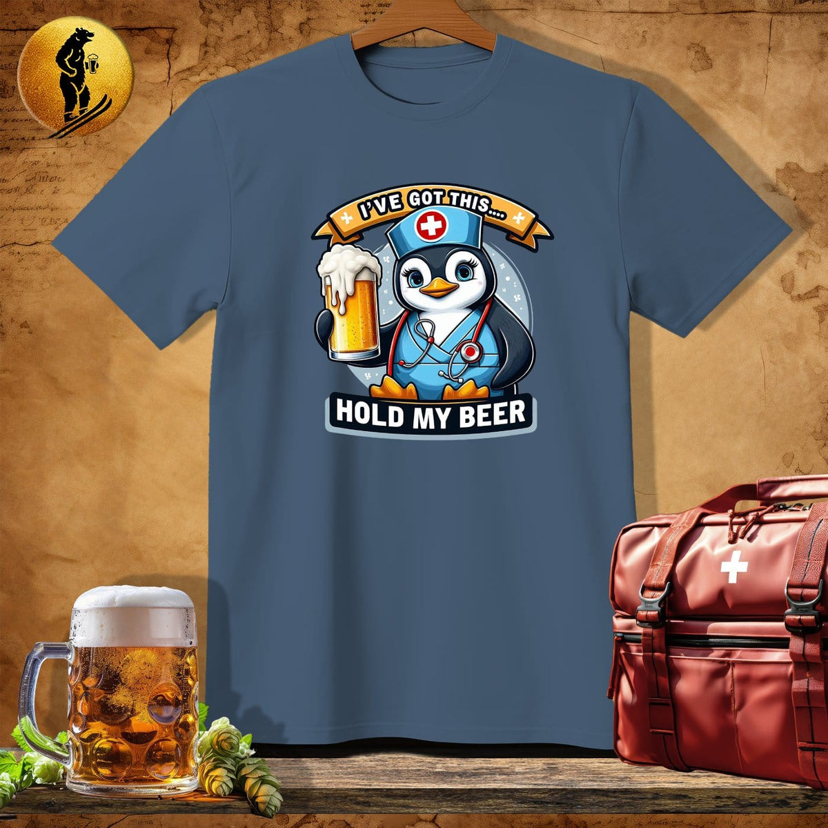 MyDesigns Physical Item Navy Heather / S Penguin Nurse T-Shirt
