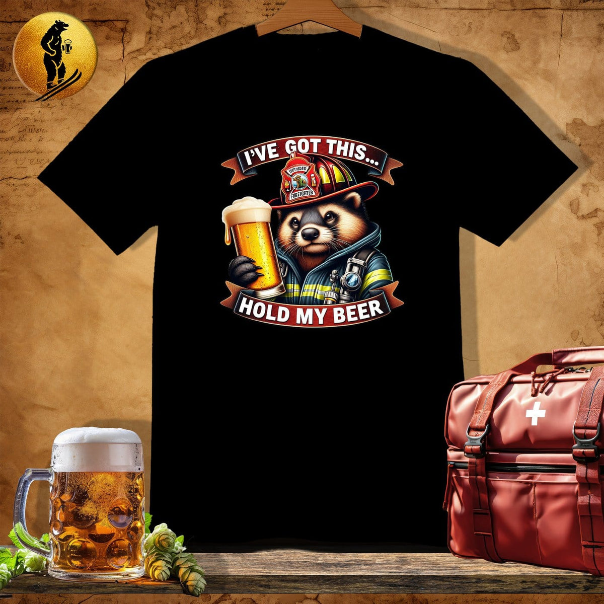 MyDesigns Physical Item Black / S Raccoon Firefighter T-Shirt