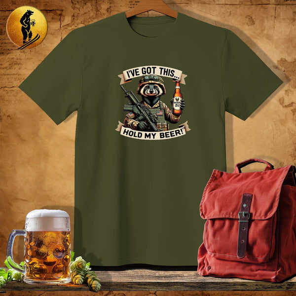 MyDesigns Physical Item Military Green / S Raccoon Military Might T-Shirt