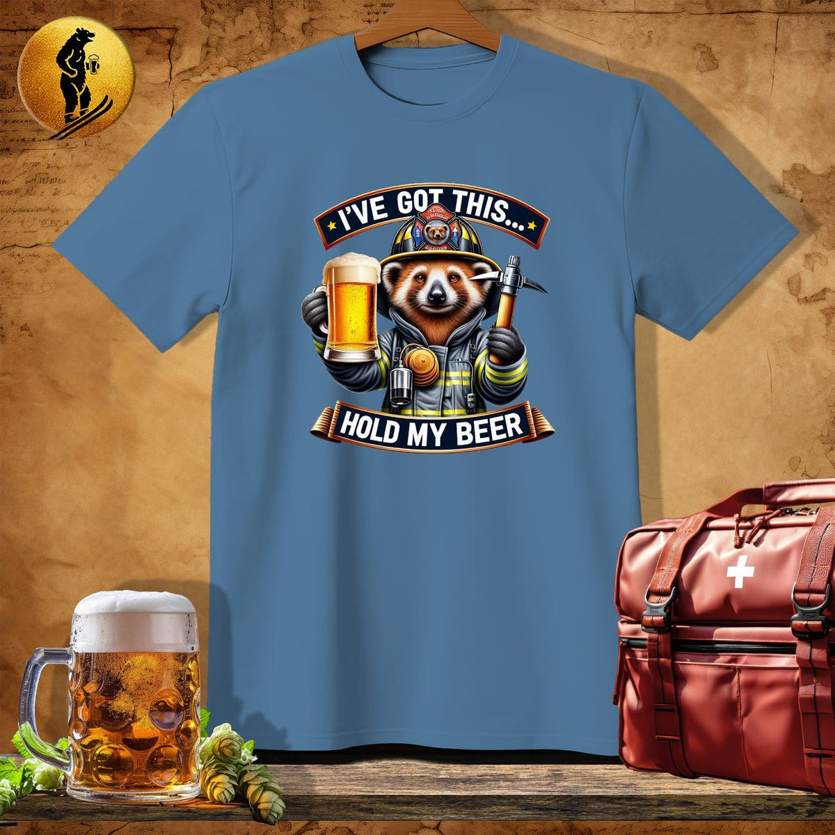MyDesigns Physical Item Heather Indigo / S Red Panda Fire Fighter T-Shirt