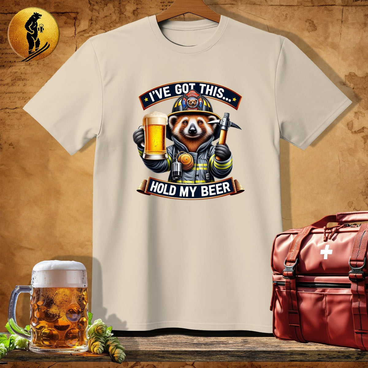 MyDesigns Physical Item Sand / S Red Panda Fire Fighter T-Shirt