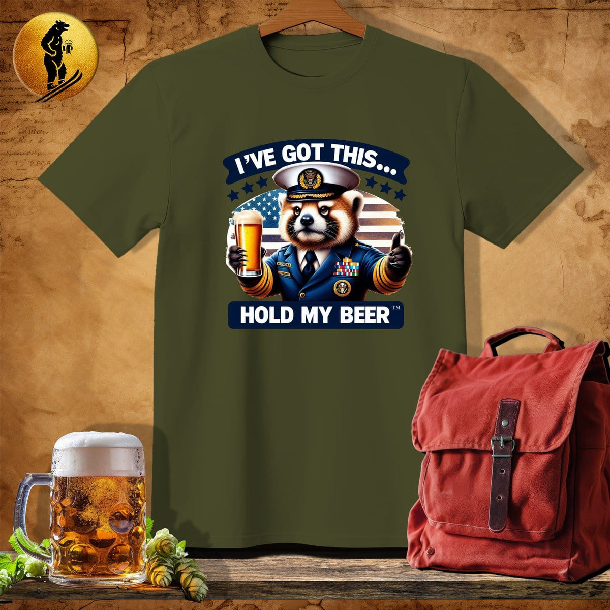 MyDesigns Physical Item Military Green / S Red Panda Navy T-Shirt