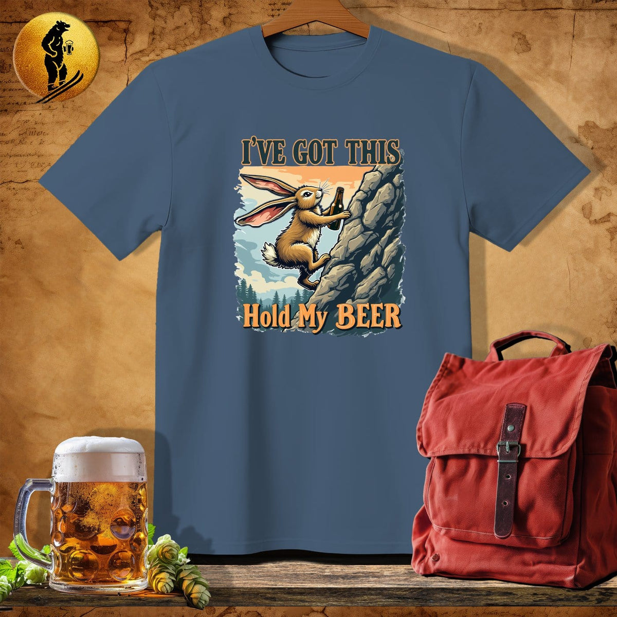 MyDesigns Physical Item Navy Heather / S Rock-Hopping Rabbit T-Shirt