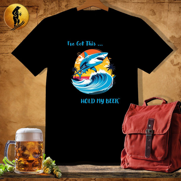 MyDesigns Physical Item Black / S Sand Surfer shark T-Shirt