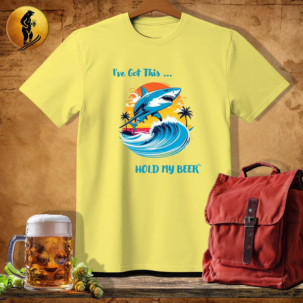 MyDesigns Physical Item Cornsilk / S Sand Surfer shark T-Shirt