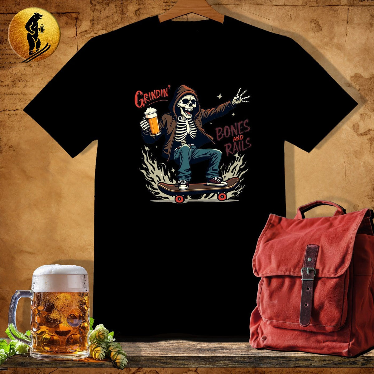 MyDesigns Physical Item Black / S Skater Skeleton T-Shirt